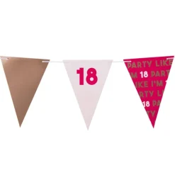 Vlaggenlijn 18 jaar - roze - 10 meter