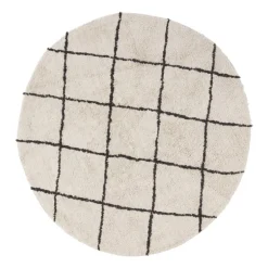 Vloerkleed berber rond - zwart/beige - ø120 cm