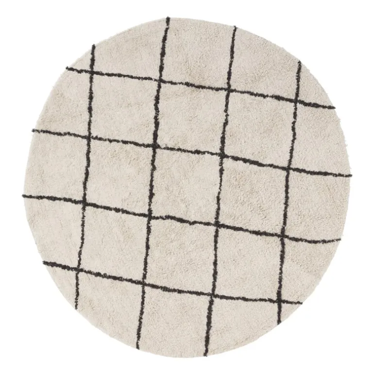 Vloerkleed berber rond - zwart/beige - ø120 cm