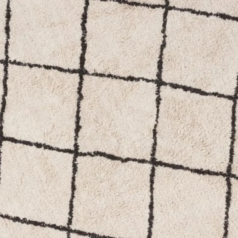 Vloerkleed berber rond - zwart/beige - ø120 cm