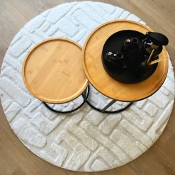 Vloerkleed native - wit - ø120 cm