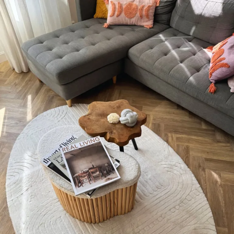 Vloerkleed wave ovaal - wit - 120x180 cm