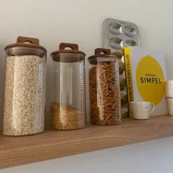 Voorraadpot met acacia deksel - ø10x24 cm