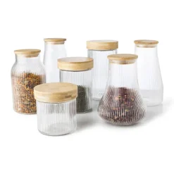 Voorraadpot met bamboe deksel - ø15x20 cm