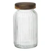 Voorraadpot ribbel met acacia deksel - ø11x20 cm