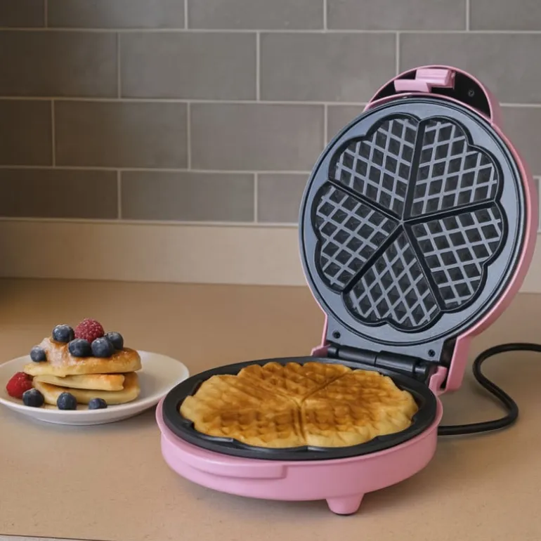 Wafelmaker - roze - 1000 watt