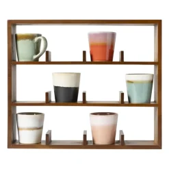 Wandkastje voor 12 mokken - bruin - 45x38x9 cm