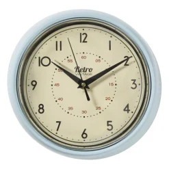 Wandklok retro - lichtblauw - Ø24x6.5 cm
