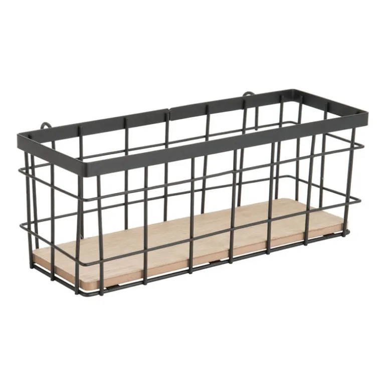 Wandrek mandje - 9.5x25x8.5 cm - zwart