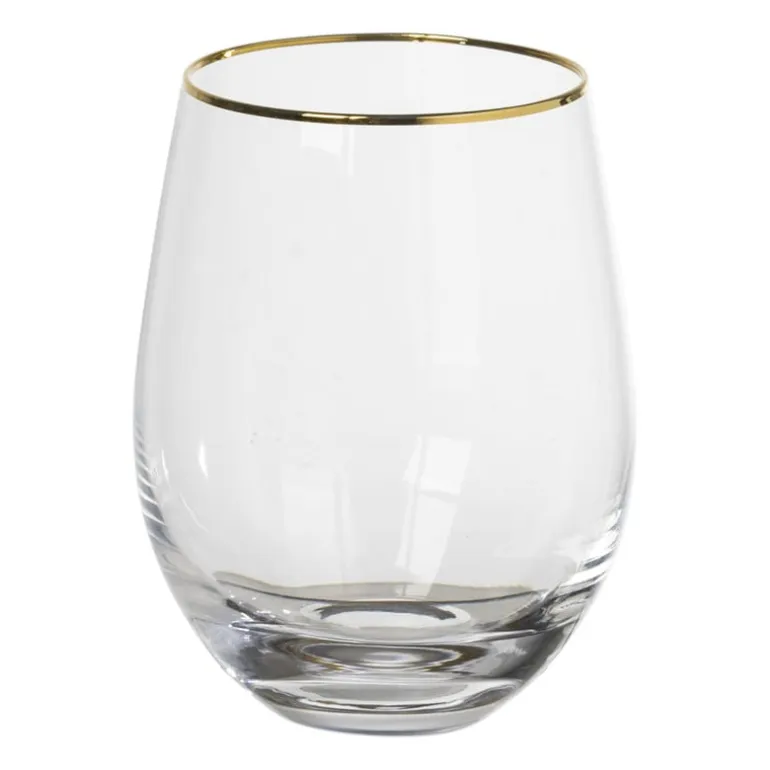 Waterglas gouden rand - transparant - 450 ml