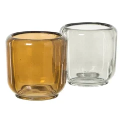 Waxinelichthouder - grijs - ø8.3x8.3 cm