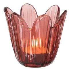 Waxinelichthouder bloem - rood - ø8.5x8 cm