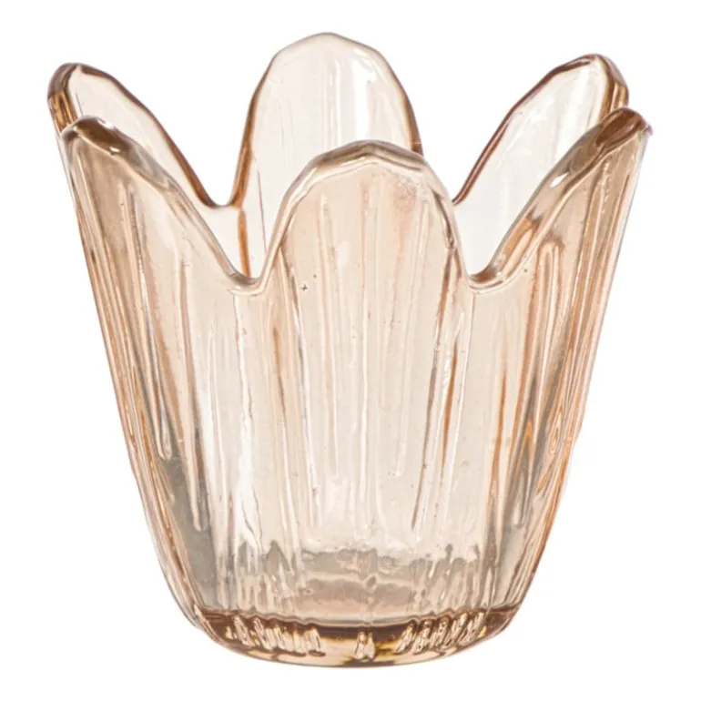 Waxinelichthouder bloem - oranje - ø8.5x8 cm