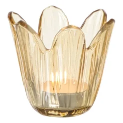 Waxinelichthouder bloem - geel - ø8.5x8 cm