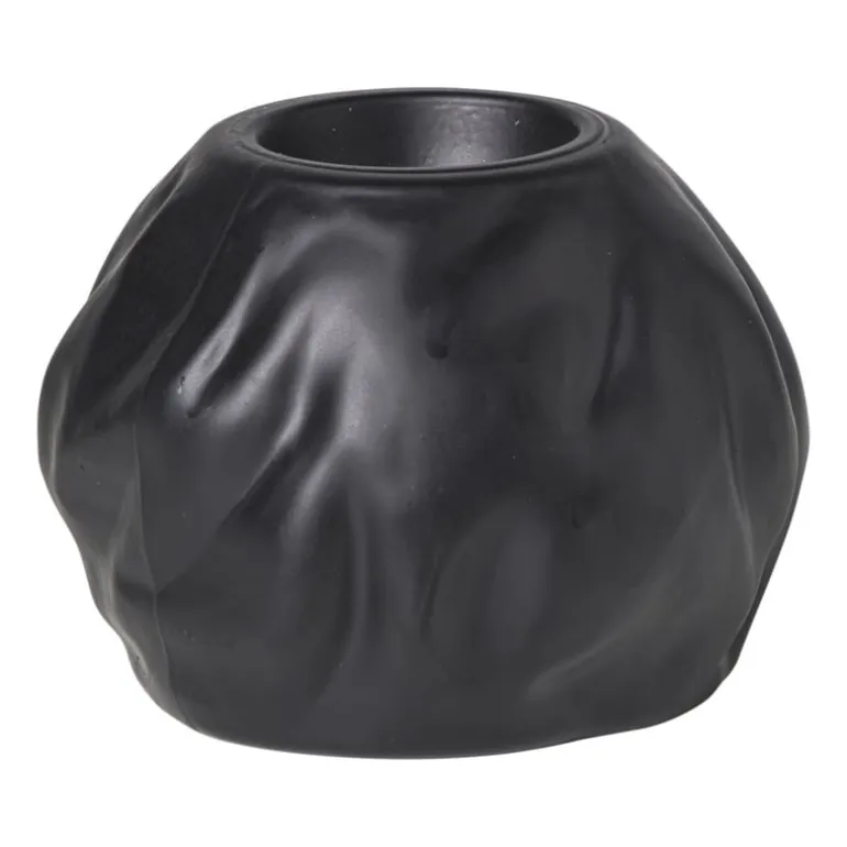 Waxinelichthouder bol - zwart - ø10.5x8 cm