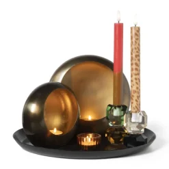 Waxinelichthouder brons - groot - 21x15x8.5 cm