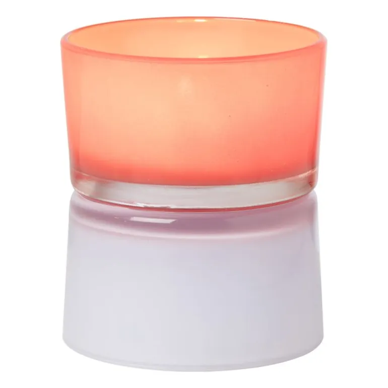 Waxinelichthouder dubbel - rood/lila - ø8.6x10.2 cm