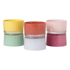 Waxinelichthouder dubbel - rood/lila - ø8.6x10.2 cm