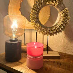 Waxinelichthouder dubbel - rood/lila - ø8.6x10.2 cm