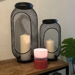 Waxinelichthouder dubbel - rood/lila - ø8.6x10.2 cm