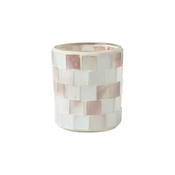 Waxinelichthouder Mozaïek - wit - ø7.3x8.5 cm