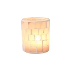 Waxinelichthouder Mozaïek - beige - ø7.3x8.5 cm