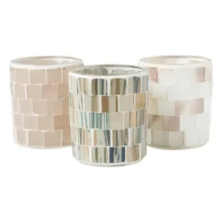Waxinelichthouder Mozaïek - beige - ø7.3x8.5 cm