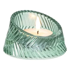 Waxinelichthouder open rond - groen - ø7.5x4.3 cm