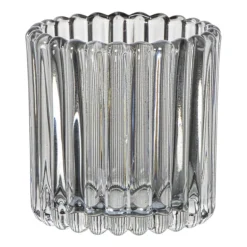 Waxinelichthouder ribbel klein - grijs - ø7.6x7.4 cm