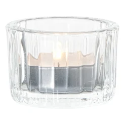 Waxinelichthouder ribbel - transparant - ø5.5x3.7 cm