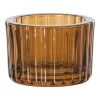 Waxinelichthouder ribbel - bruin - ø5.5x3.7 cm