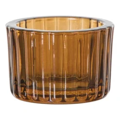 Waxinelichthouder ribbel - bruin - ø5.5x3.7 cm