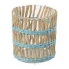 Waxinelichthouder riet - blauw - ø8x9 cm