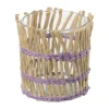 Waxinelichthouder riet - paars - ø8x9 cm