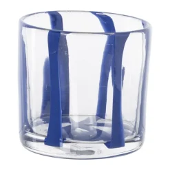 Waxinelichthouder streep - blauw - ø10x10 cm