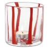 Waxinelichthouder streep - rood - ø10x10 cm