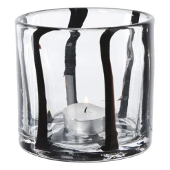 Waxinelichthouder streep - zwart - ø10x10 cm