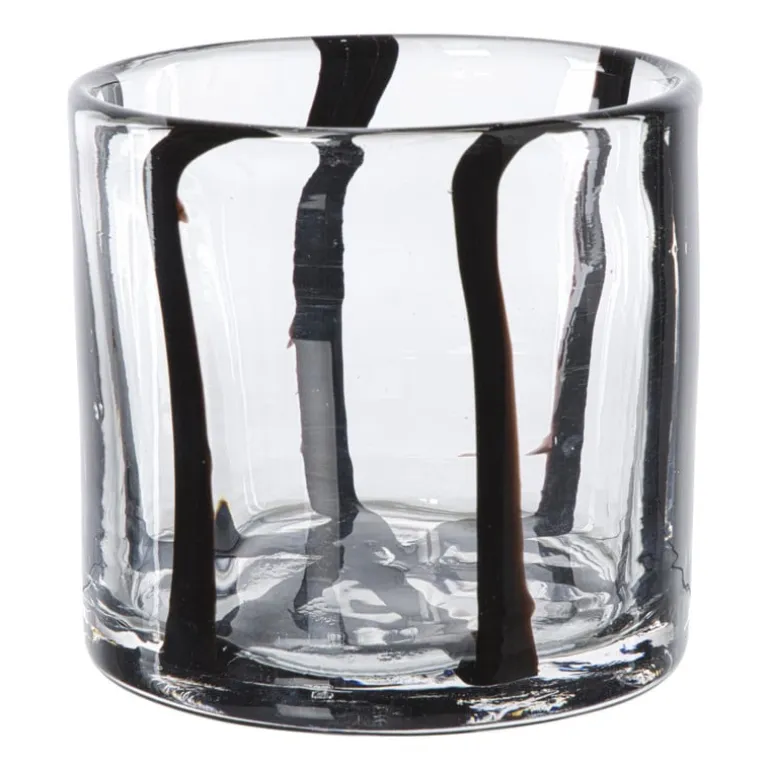 Waxinelichthouder streep - zwart - ø10x10 cm