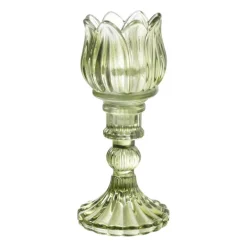 Waxinelichthouder tulp Ilona - groen - ø7.8x14 cm