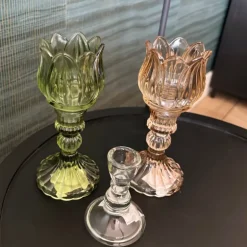 Waxinelichthouder tulp Nathalie - oker - ø7.8x14 cm