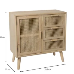 Webbing Java kast met 1 deur en 3 laden - 75x74.5x35 cm