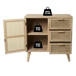 Webbing Java kast met 1 deur en 3 laden - 75x74.5x35 cm