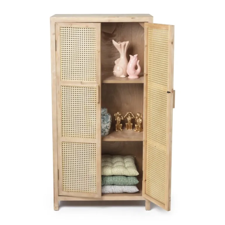 Webbing kast Bandung hoog - naturel - 140x70x40 cm