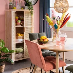 Webbing kast Bandung hoog - naturel - 140x70x40 cm