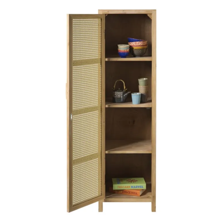 Webbing kast smal Bandung - naturel - 160.5x45x40.5 cm