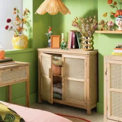 Webbing nachtkastje Bandung - naturel - 48x36x60.5 cm