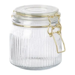 Weckpot ribbel met gouden deksel - 500 ml