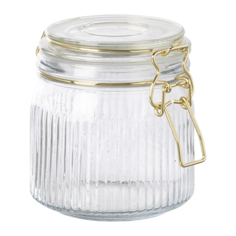 Weckpot ribbel met gouden deksel - 500 ml