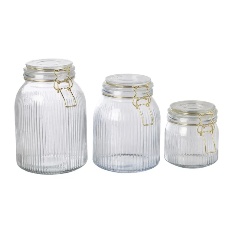 Weckpot ribbel met gouden deksel - 500 ml