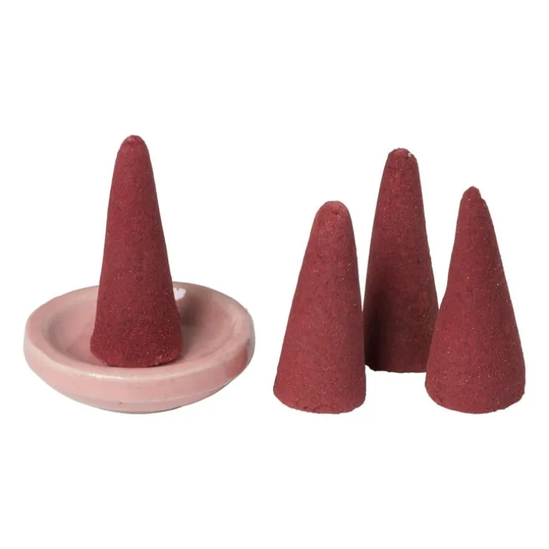 Wierook set - rose - kegels met schaaltje